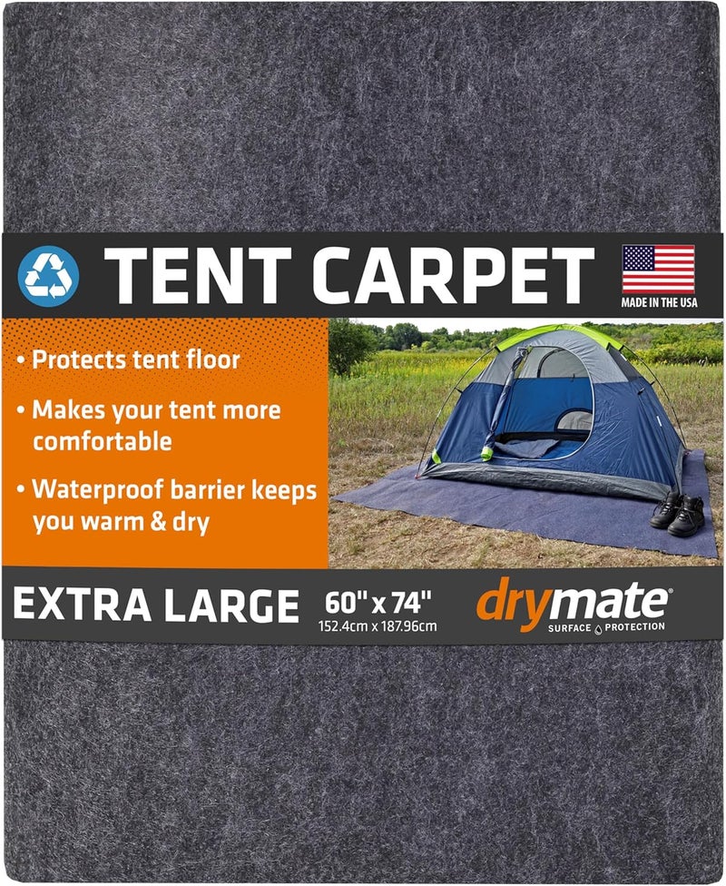 Dry Mate Tent Carpet Mat, Protective Waterproof Liner Keeps You Warm & Dry, Camping Floor Rug Accessory (60" x 74"), Durable, Lightweight, Soft & Comfortable, Trimmable Material (USA Made) (Charcoal) - Image 1